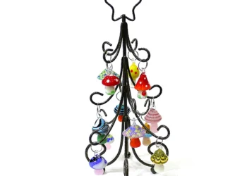 Enhance Your Holiday Decor with Charming Bronze Iron and Glass Mushroom Ornaments
